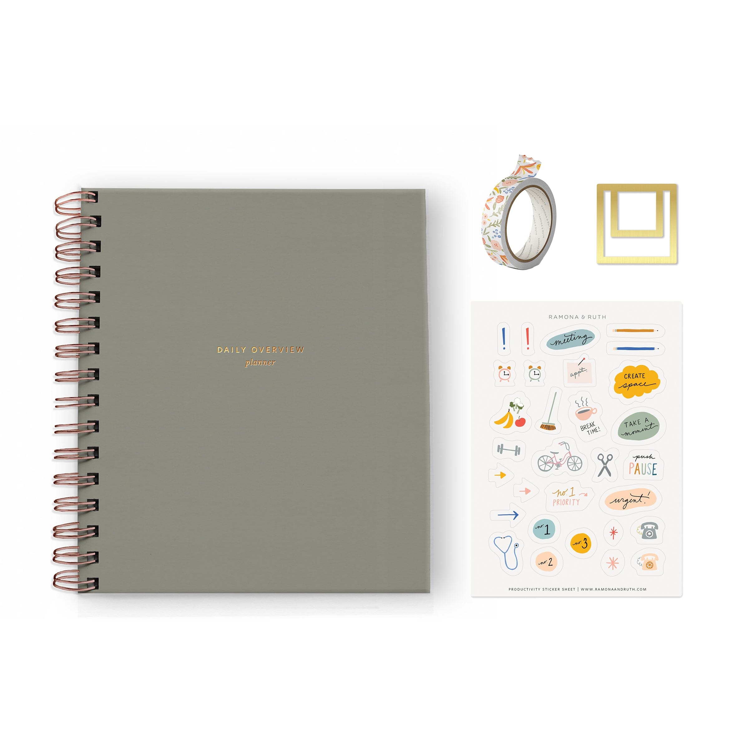 Daily Overview Planner Set in Light Sage - Ramona & Ruth 