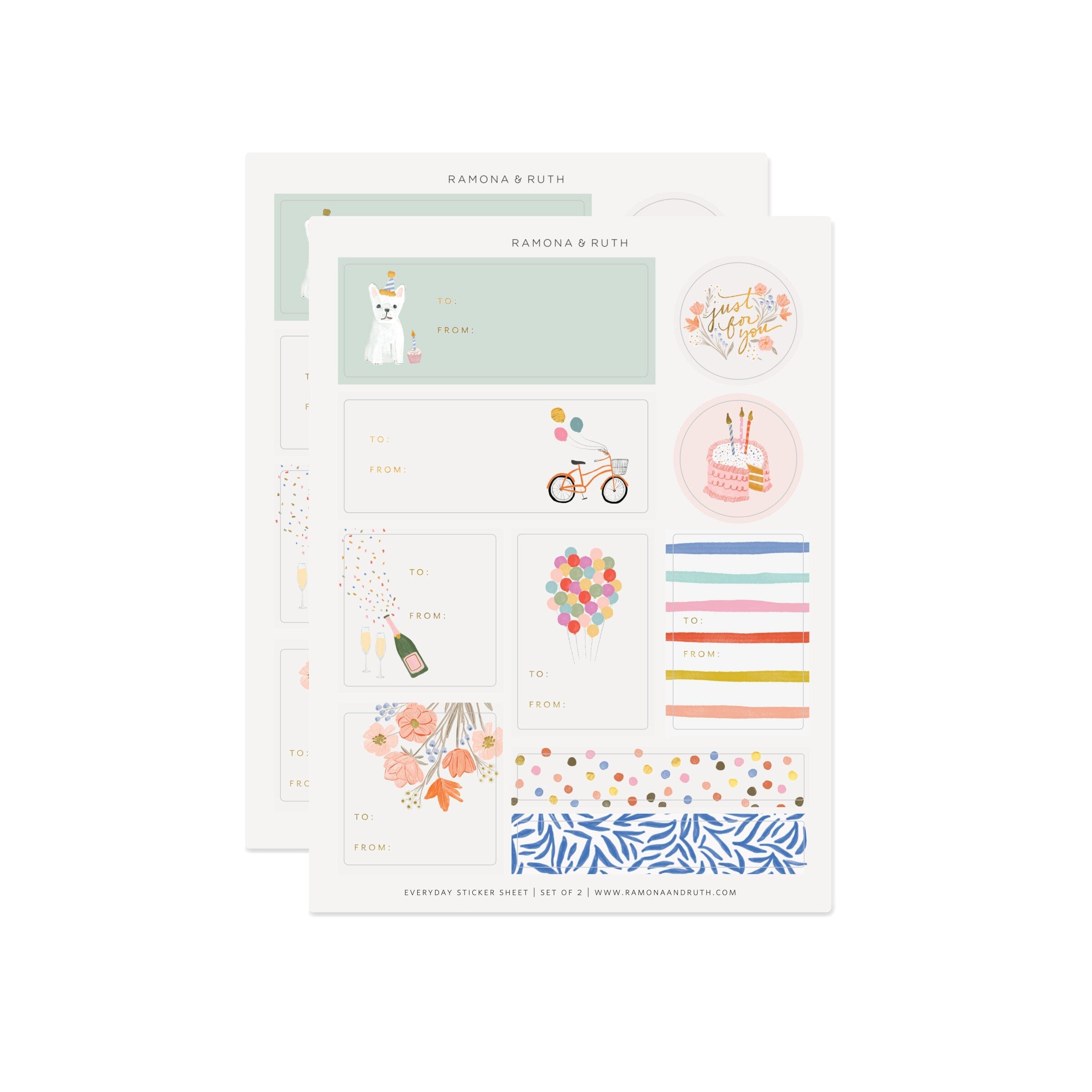 Everyday Gift Tag Sticker Sheet Set - Ramona & Ruth 