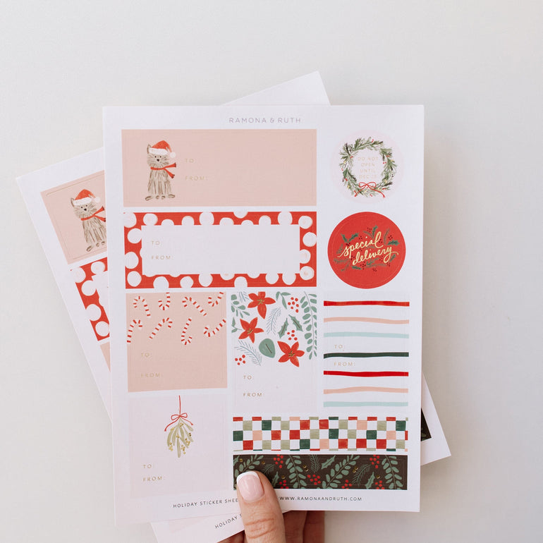 Holiday Gift Tag Sticker Sheet Set - Ramona & Ruth 