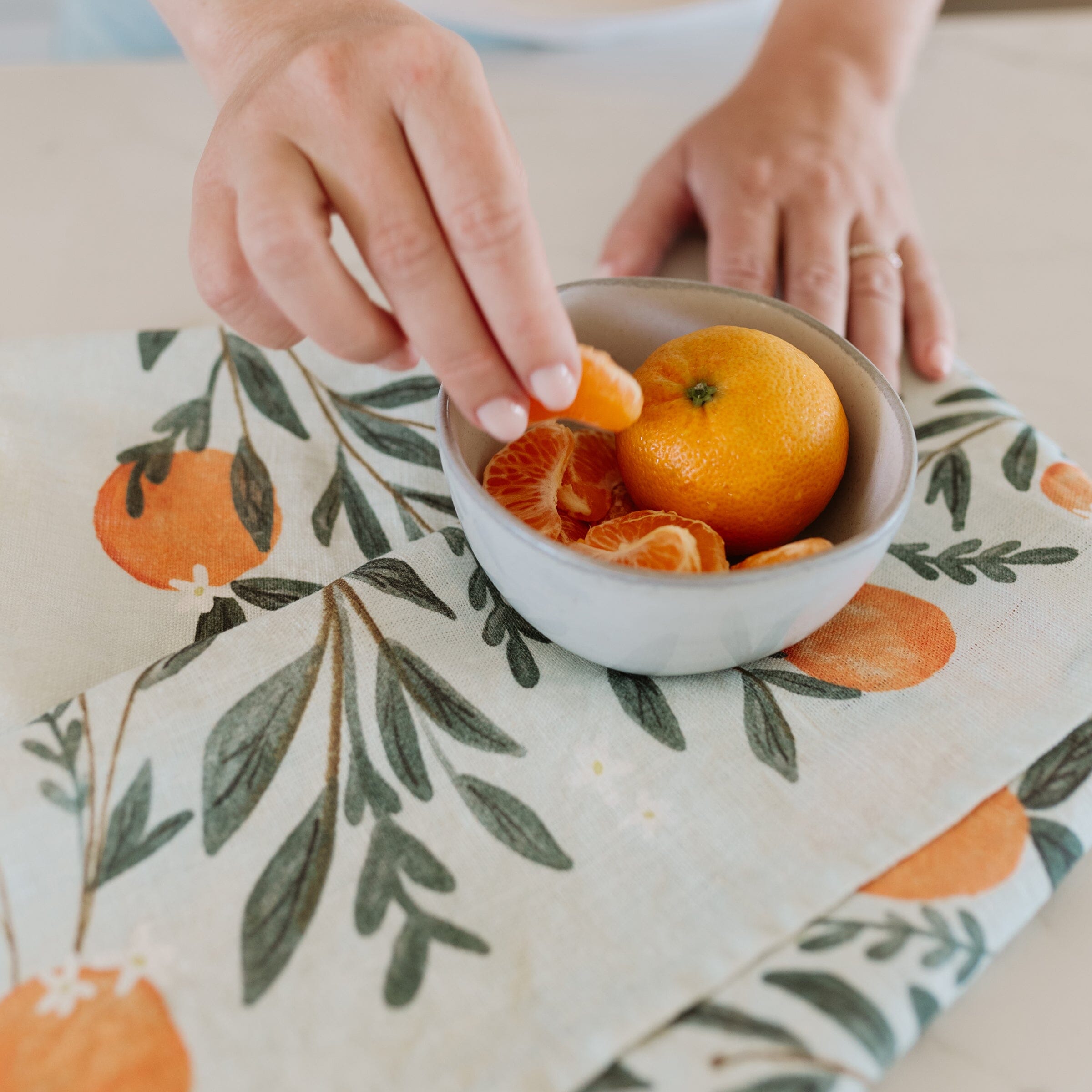 Oranges Linen Tea Towel - Ramona & Ruth 