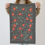 Poinsettia Linen Tea Towel - Ramona & Ruth 