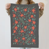 Poinsettia Linen Tea Towel - Ramona & Ruth 