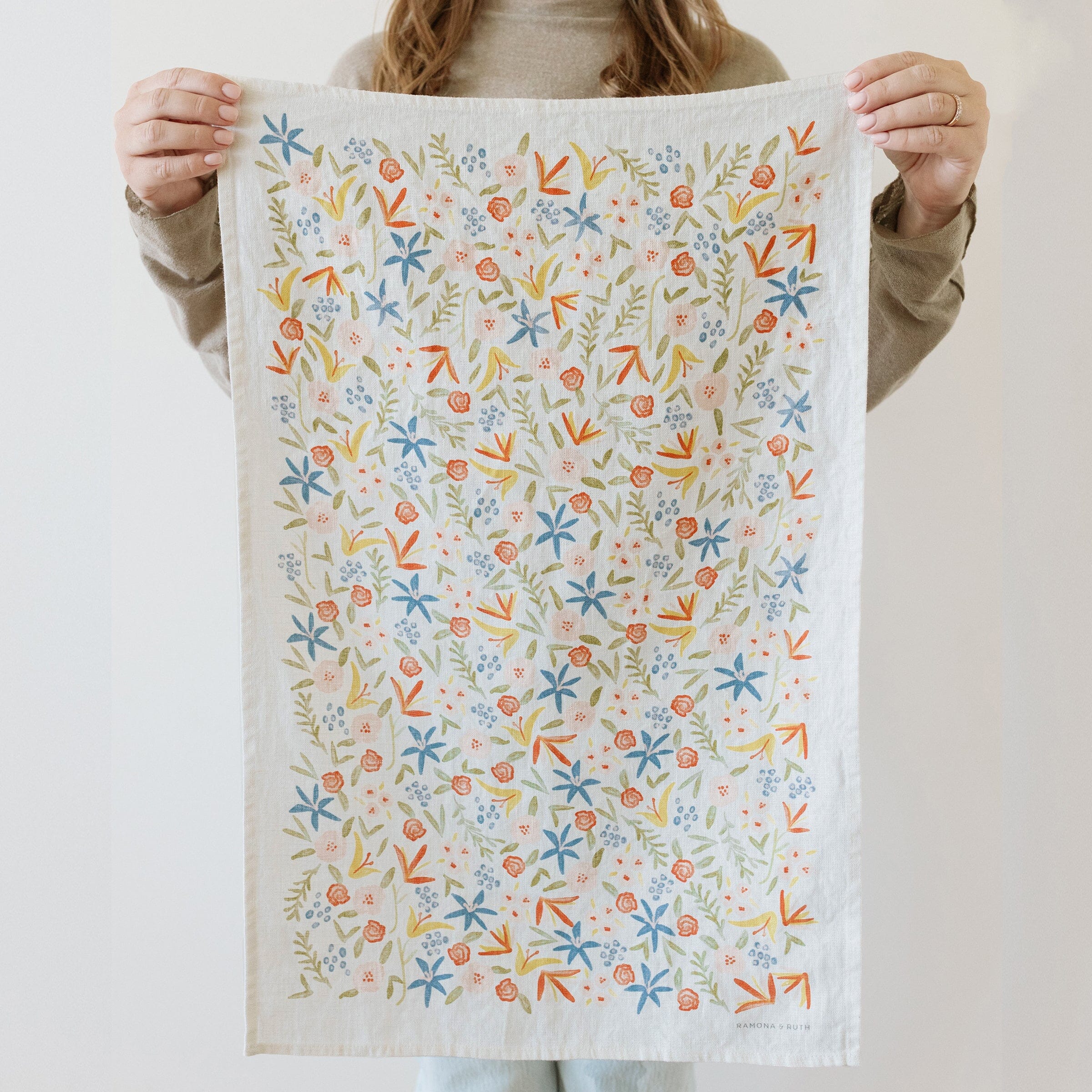 Spicy Floral Linen Tea Towel - Ramona & Ruth 